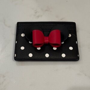 Kate Spade Minnie Mouse Polka Dot Card Holder with Red Bow